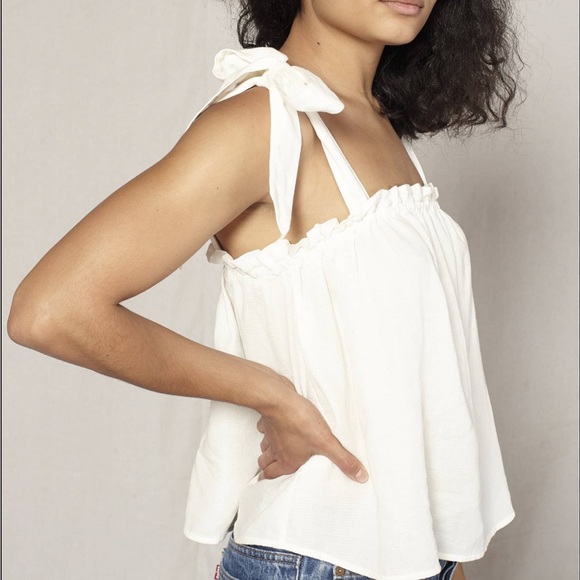 Outerknown Tops - Outerknown Cream White Smocked Tie Strap Flowy Oasis Top L